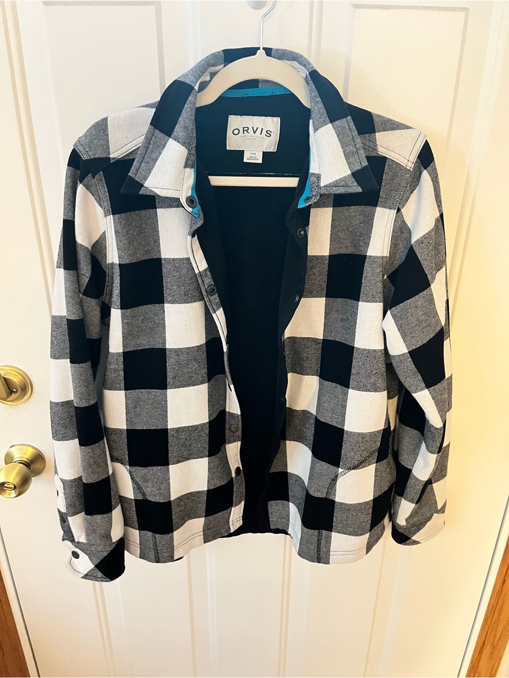 Orvis Black & White Plaid Women's Shacket-Size L